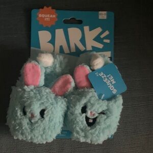 BARK Blue Bunny Slipper Squeaker Plush Dog Toy. NWT